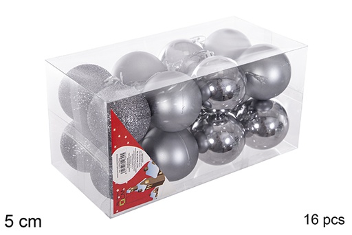 [116180] Pack 16 shiny/matt/purpurin gray balls 5 cm