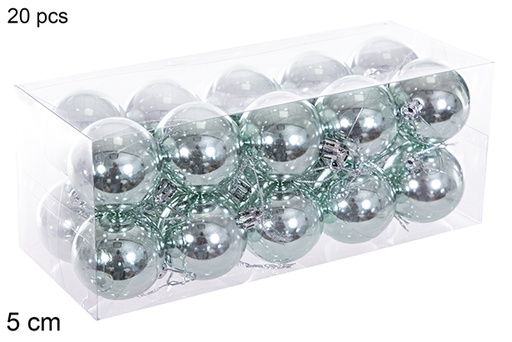 [116187] Pack 20 bolas verde menta brillo 5 cm