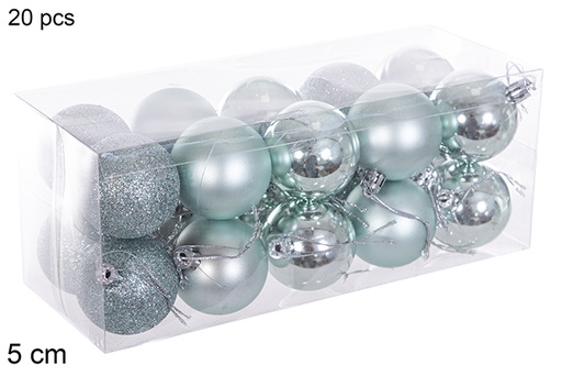 [116188] Pack 20 bolas verdes menta brilhantes/foscas/glitter 5 cm