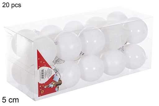 [116190] Pack 20 bolas blanca brillo/mate 5 cm