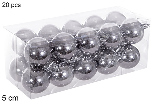 [116191] Pack 20 boules à paillettes grises 5 cm