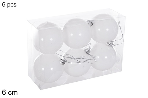 [116195] Pack 6 bolas de glitter branco 6 cm