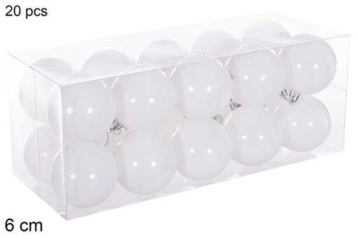 [116231] Pack 20 white glitter balls 6 cm