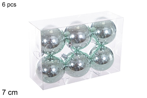 [116235] Pack 6 boules à paillettes vert menthe 7 cm