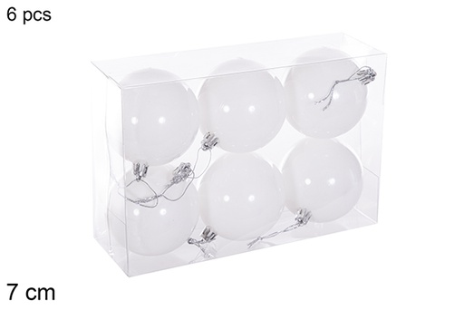 [116237] Pack 6 boules pailletées blanches 7 cm