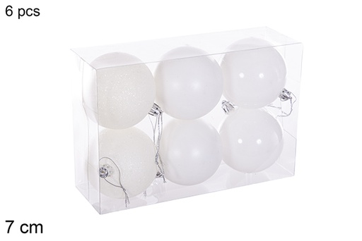 [116238] Pack 6 boules blanc brillant/mat 7 cm