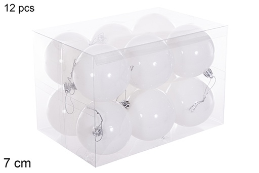 [116255] Pack 12 boules pailletées blanches 7 cm