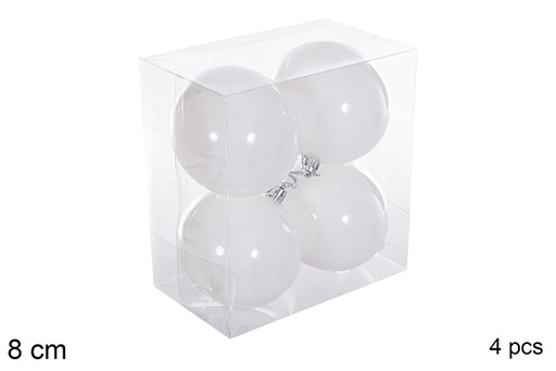 [116261] Pack 4 boules à paillettes blanches 8 cm