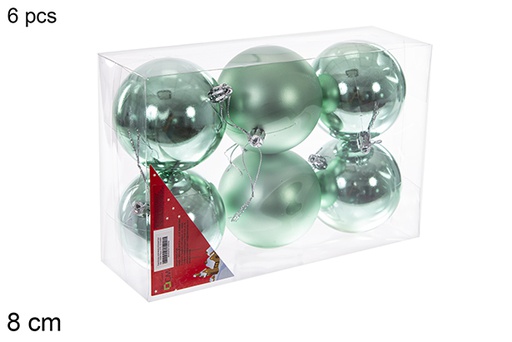 [116266] Pack 6 palline verde menta lucide/opache 8 cm