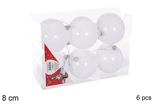 [116267] Pack 6 boules pailletées blanches 8 cm