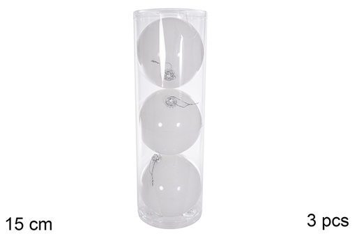 [116302] Pack 3 white glitter balls 15 cm