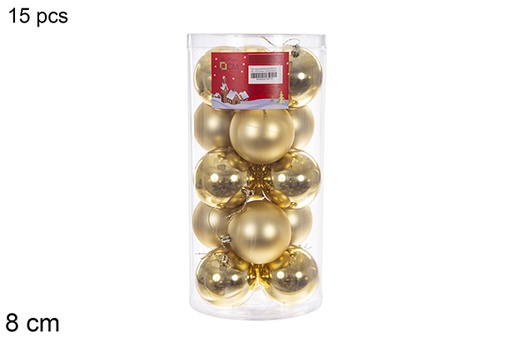 [116316] Pack 15 sfere assortite oro lucido/opaco cilindro 8 cm