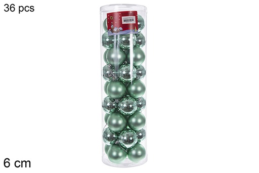 [116326] Pack 36 boules vert menthe brillant/mat cylindre 6 cm