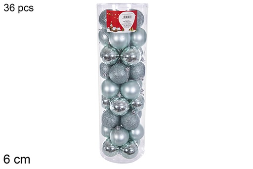 [116326] Pack 36 boules vert menthe brillant/mat cylindre 6 cm