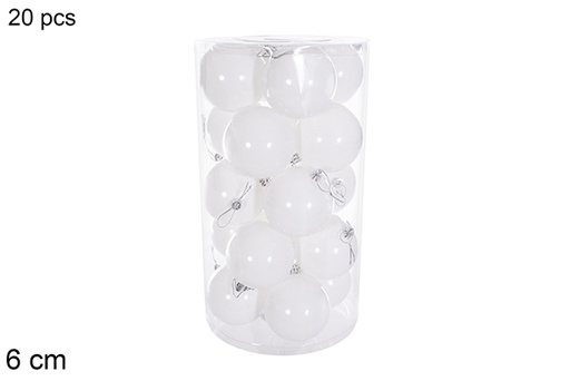 [116346] Pack 20 boules blanches à paillettes dans un cylindre 6 cm