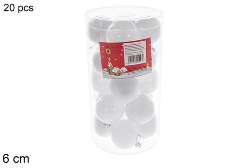 [116347] Pack 20 bolas blanca brillo/mate  cilindro 6 cm