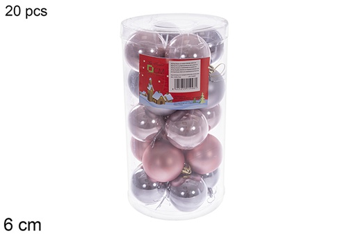[116352] Pack 20 rose gold/glossy/matte gray balls cylinder 6 cm