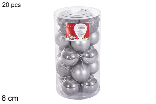 [116353] 20 boules gris brillant/mat cylindre 6 cm