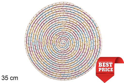 [116549] Tovaglietta americana in cotone bianco/multicolor 35 cm