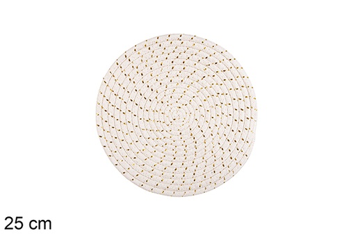 [116550] White/gold cotton trivet 25 cm