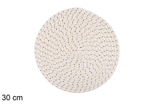 [116551] White/gold cotton trivet 30 cm