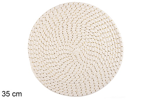 [116552] White/gold cotton trivet 35 cm