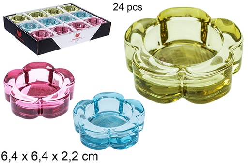 [116576] Bougeoir fleur en cristal couleur assortie 6,4x6,4 cm