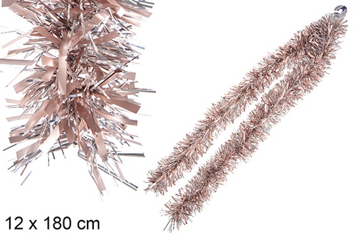 [116684] Wide hair boa silver glitter matte rose gold 12x180 cm