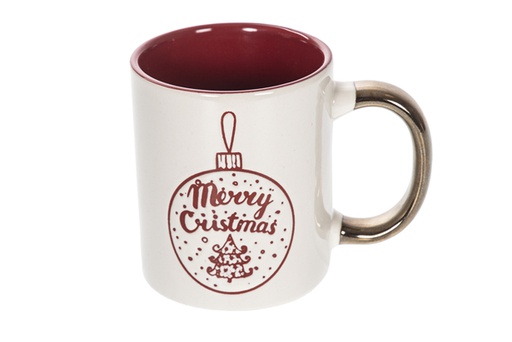 [116693] Taza cerámica con asa metal decorada Navidad diseños surtidos