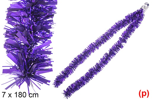 [116709] Matte purple hologram wide Christmas tinsel 180x7 cm