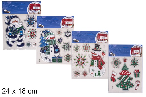 [116731] Stickers bonhomme de neige foulard vert pour décorer fenêtre 24x18 cm