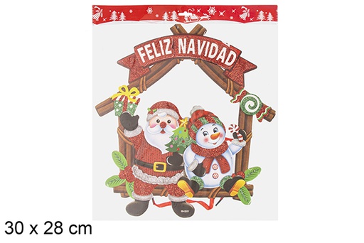 [116752] Ciondolo Babbo Natale con pupazzo di neve nel portale 30x28 cm