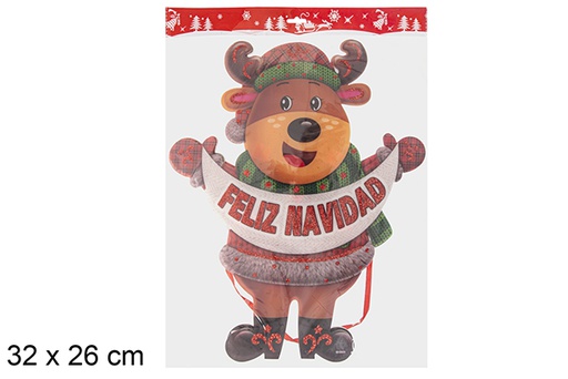 [116755] Colgante reno Feliz Navidad 32x26 cm