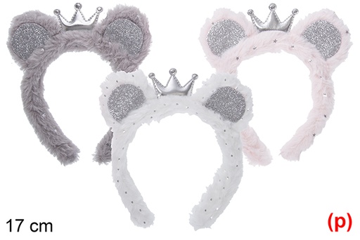 [116848] Diadema navidad color surtido con corona plata 17cm