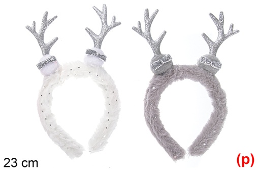 [116852] Diadema navidad color surtido con cuernos plata 23cm