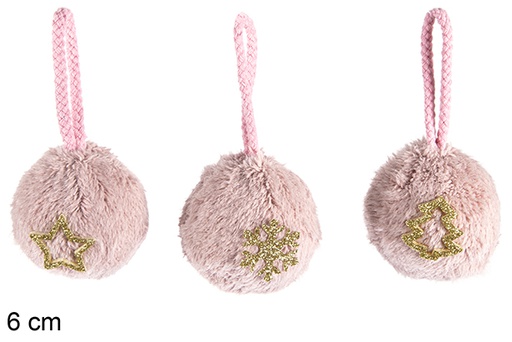 [116864] Assorted decorated pink Christmas ball pendant 6 cm