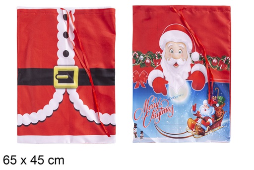 [116885] Sac de Noël en polyester décoré de carrés 65x45 cm  