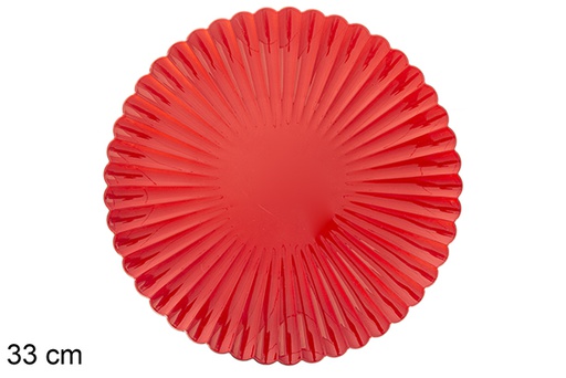 [116924] Bajo plato decorativo rojo brillo 33 cm 