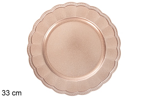 [116931] Under decorative plate rose gold glitter dots 33 cm