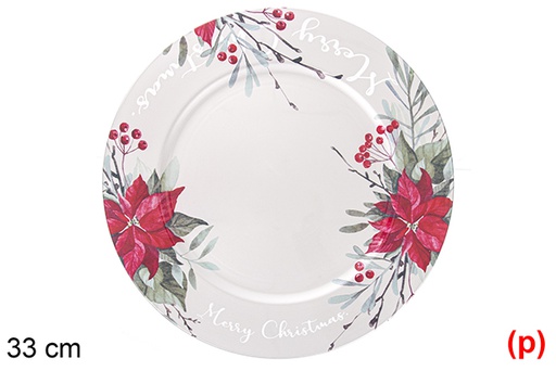 [116933] Low plate decorated easter flower silver 33 cm 