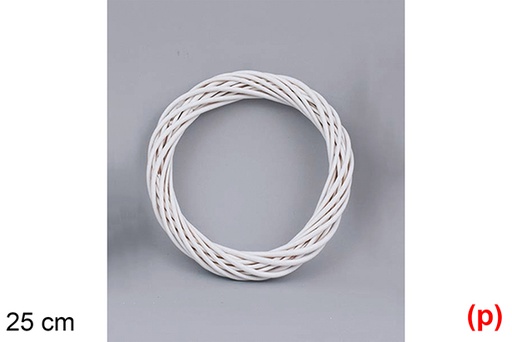 [117124] White wicker wreath 25 cm