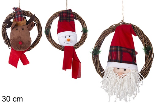 [117126] Christmas wooden wreath with doll 30 cm