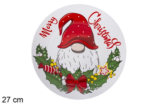 [117167] Christmas ceramic plate decorated with gnome 27 cm