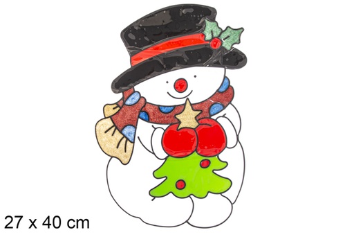 [117170] Snowman gel adhesive decorate window 27x40 cm