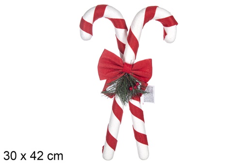 [117181] Pack 2 polystyrene canes with red bow and berries 30x42 cm