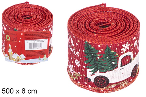 [117182] Christmas ribbon decorated car with tree 500x6 cm