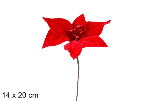 [117184] Flor Navidad terciopelo rojo 20 cm