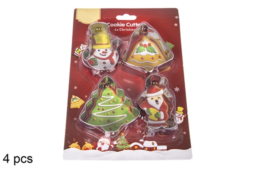 [117214] Pack 4 Christmas pastry steel molds