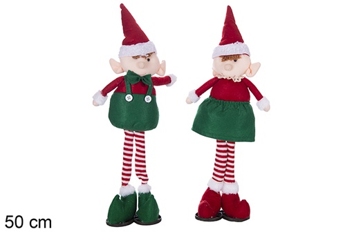 [117216] Poupée lutin de Noël rouge/vert assorti 50 cm