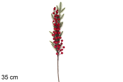 [117230] PVC branch red berries 35 cm